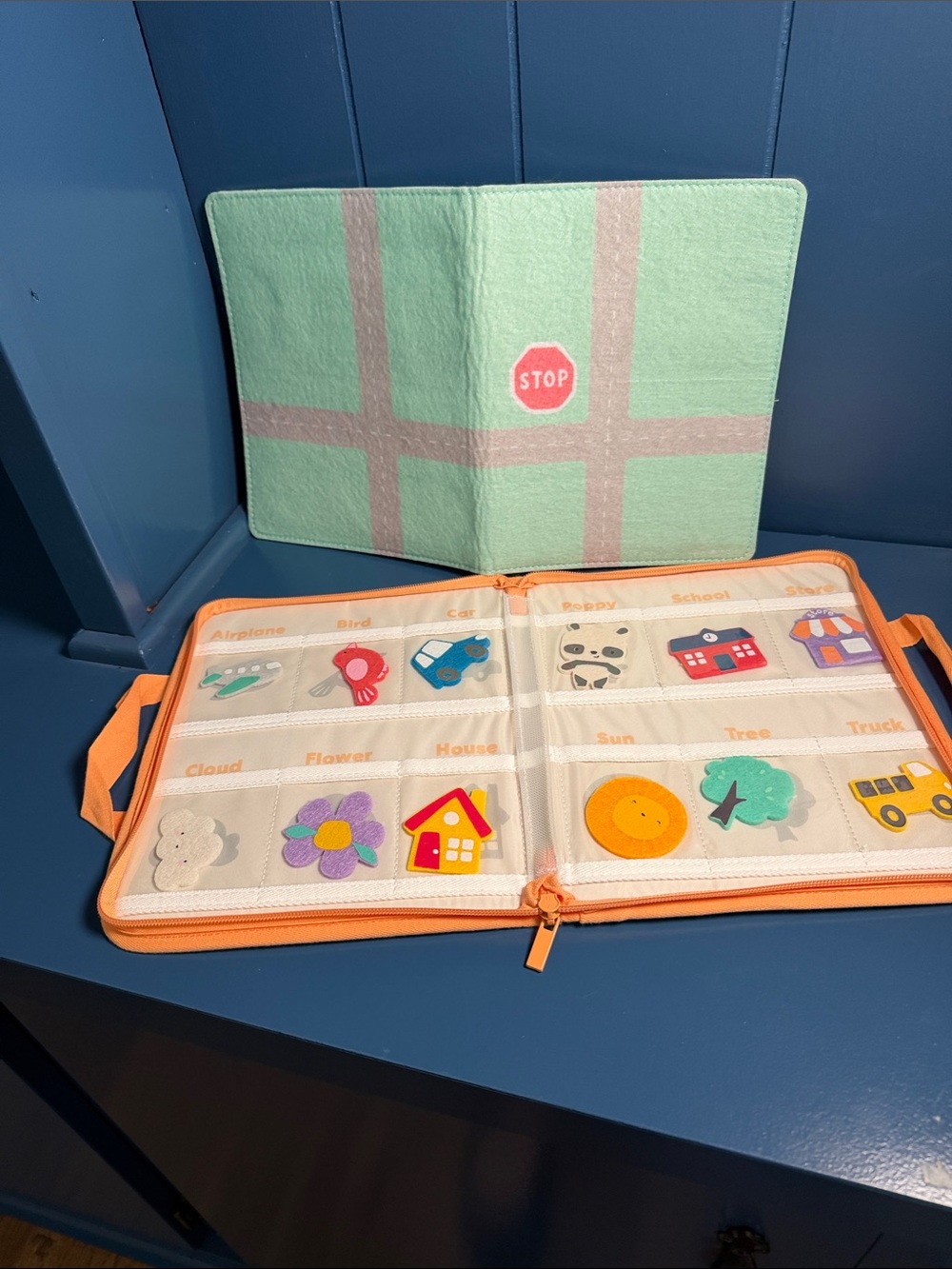 Interactive Kids Felt Activity Book - Orange and Mint